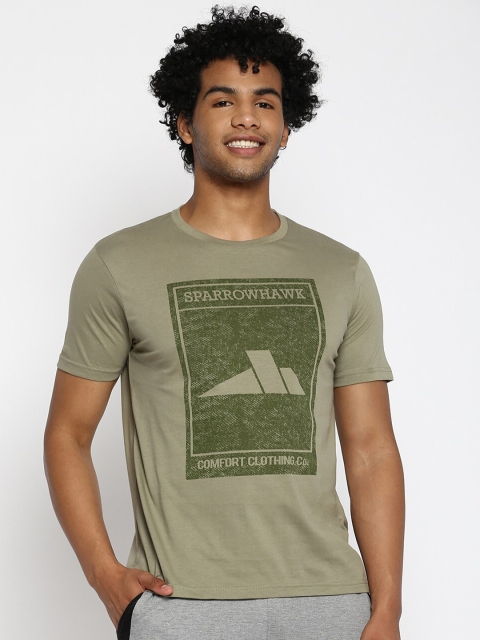 

SPARROWHAWK Men Olive Green Typography Printed Cotton T-shirt