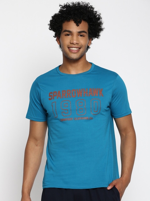 

SPARROWHAWK Men Blue Typography Printed T-shirt