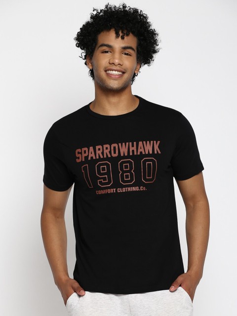 

SPARROWHAWK Men Black Typography Printed T-shirt