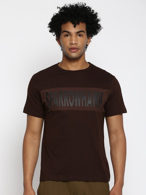 

SPARROWHAWK Men Coffee Brown Typography Printed Cotton T-shirt