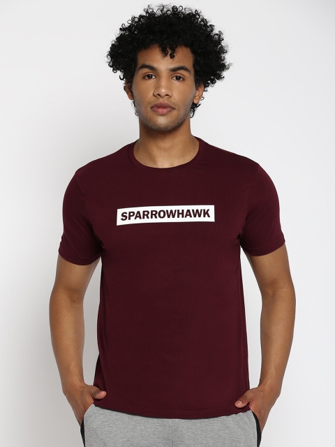 

SPARROWHAWK Men Maroon Typography T-shirt