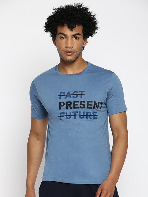 

SPARROWHAWK Men Blue Typography Printed Applique T-shirt