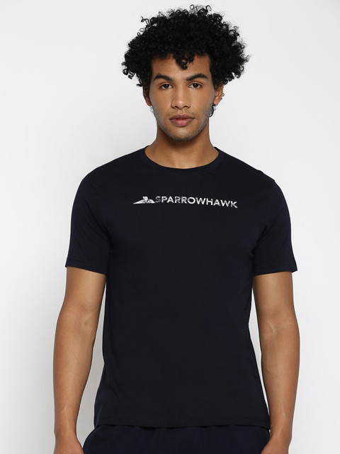

SPARROWHAWK Men Navy Blue Typography Printed T-shirt
