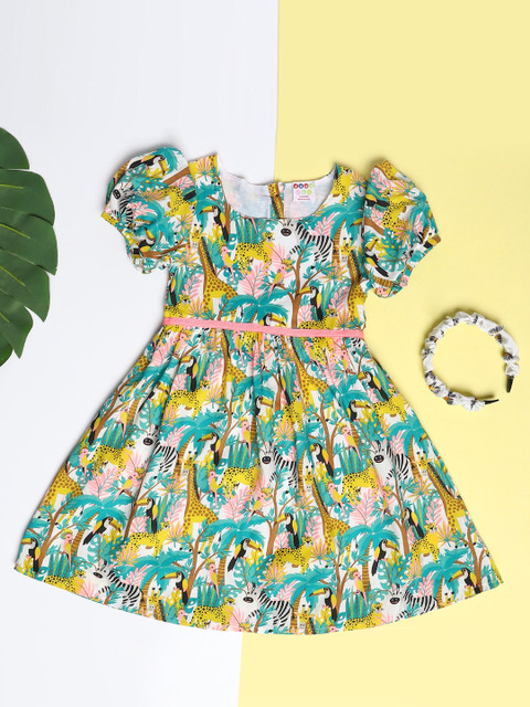 

ZION Yellow & Green Floral Dress
