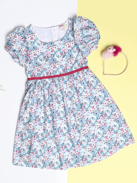 

ZION Girls Blue Floral Dress