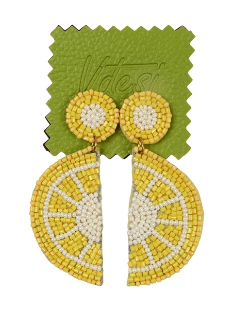 

Vdesi Lime Green Geometric Drop Earrings