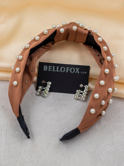 

Bellofox Women Brown & White Combo of Hair Accessories & Earrings