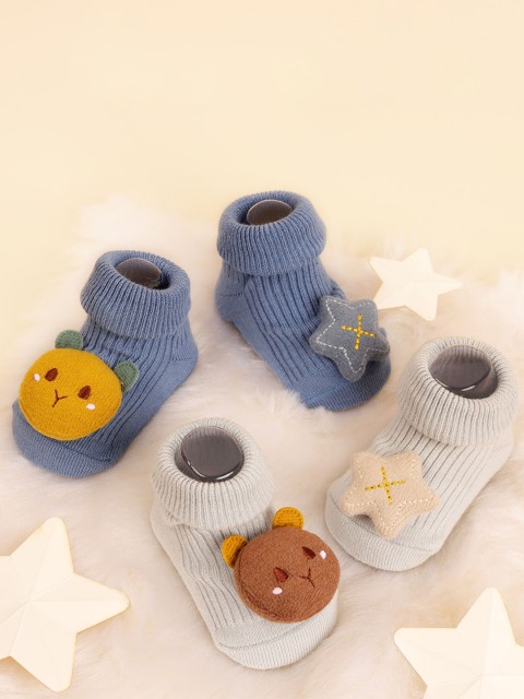 

KICKS & CRAWL Infant Kids Pack Of 2 Patterned Ankle-Length Socks, Blue