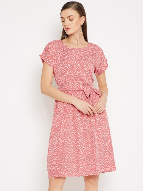 

SECRETS BY ZEROKAATA Red & White Georgette Dress