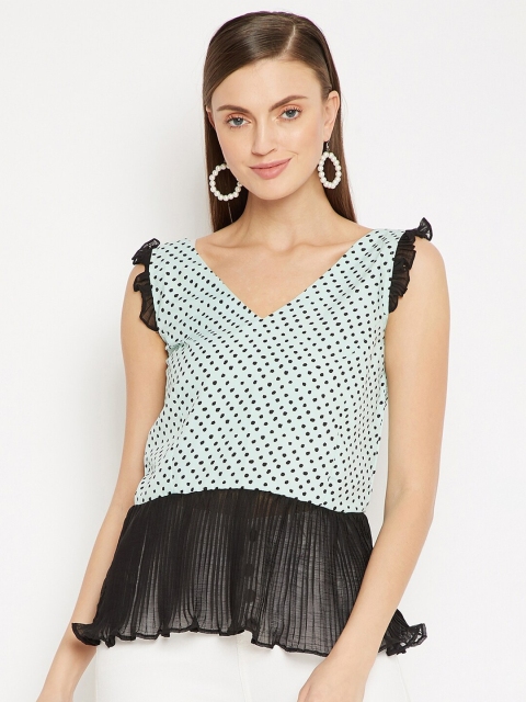 

SECRETS BY ZEROKAATA Blue Accordion Pleats A-Line Top
