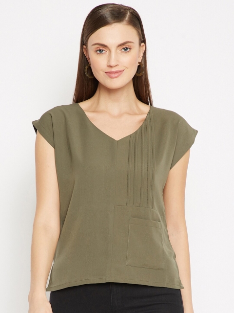 

SECRETS BY ZEROKAATA Green Georgette Regular Top