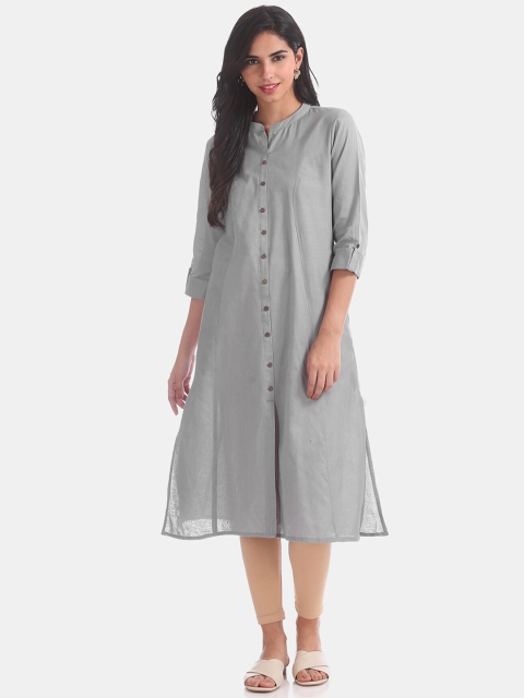 

Karigari Women Grey Panelled Kurta