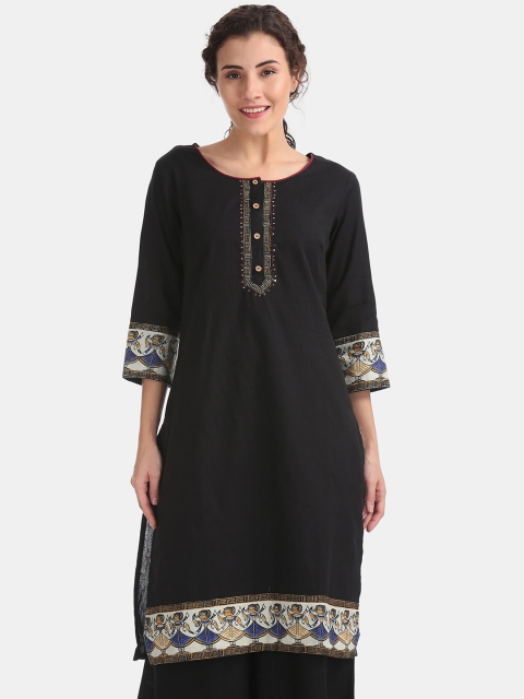 

Karigari Women Black Ethnic Motifs Printed Kurta