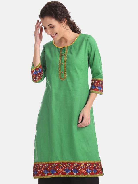 

Karigari Women Green Ethnic Motifs Printed Kurta