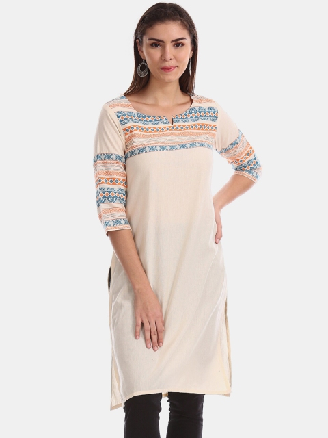 

Karigari Women White Ethnic Motifs Printed Kurta