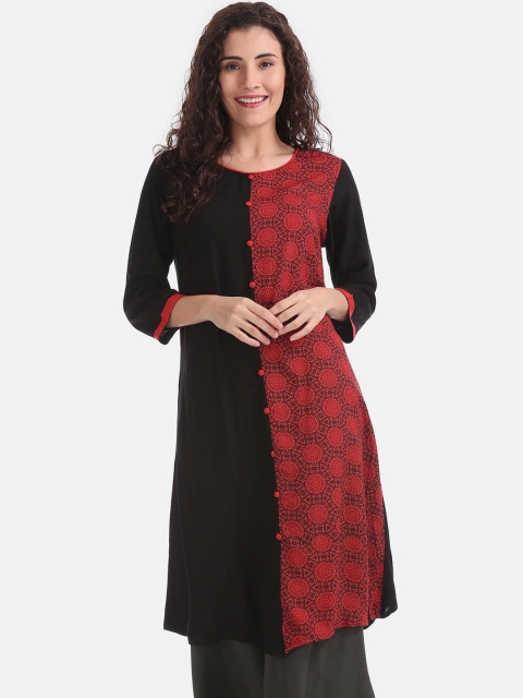 

Karigari Women Black & Red Ethnic Motifs Printed Kurta