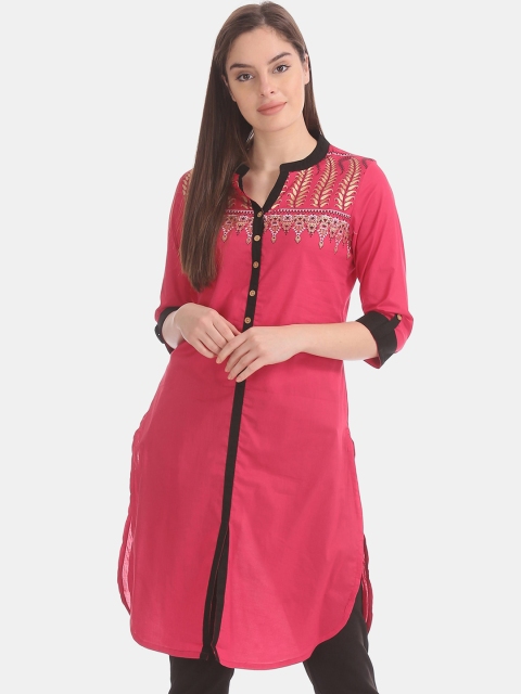 

Karigari Women Pink Embroidered Pathani Kurta