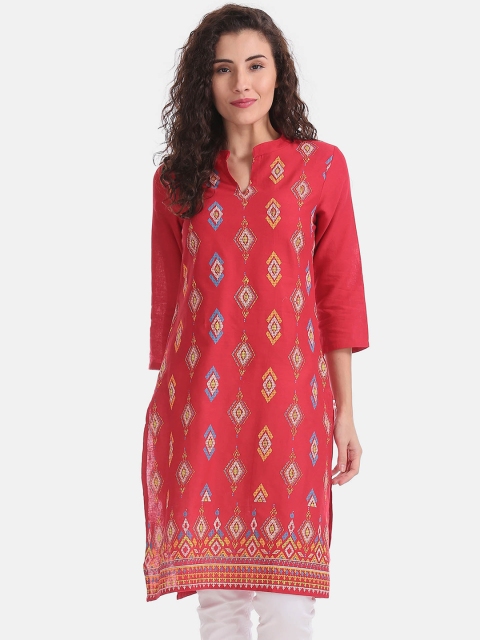 

Karigari Women Red Ethnic Motifs Printed Kurta