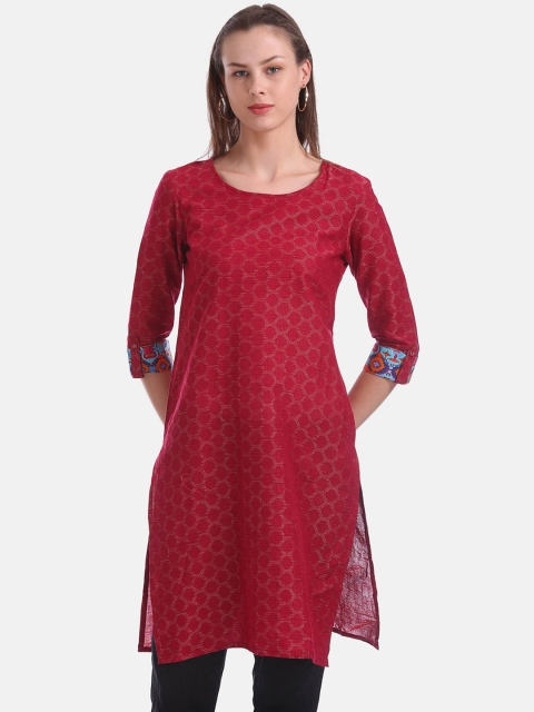 

Karigari Women Red Ethnic Motifs Kurta
