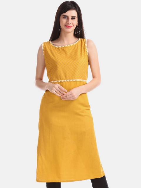 

Karigari Women Yellow Thread Work Kurta