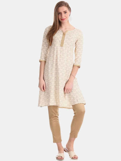 

Karigari Women Beige Thread Work Kurta