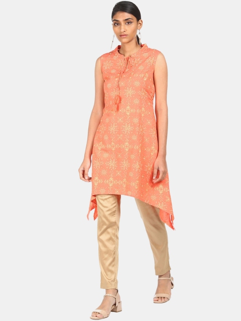 

Karigari Women Orange Ethnic Motifs Printed Kurta