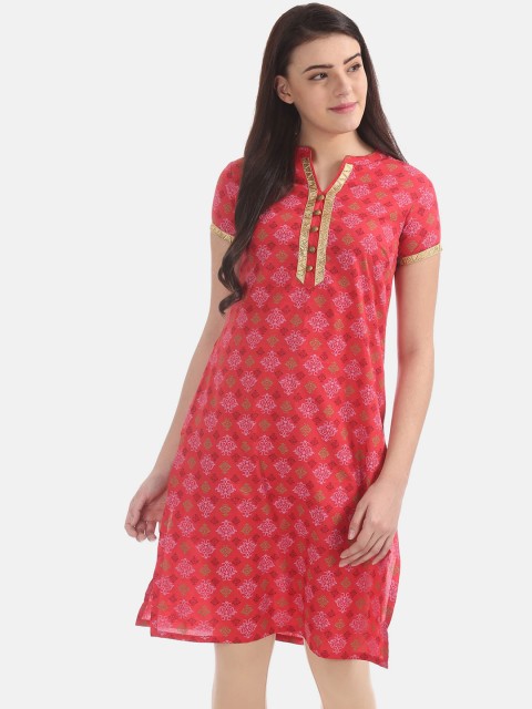 

Karigari Women Pink Ethnic Motifs Printed Pure Cotton Kurta