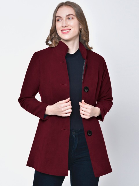 

Martini Women Red Solid Slim Fit Woolen Coat