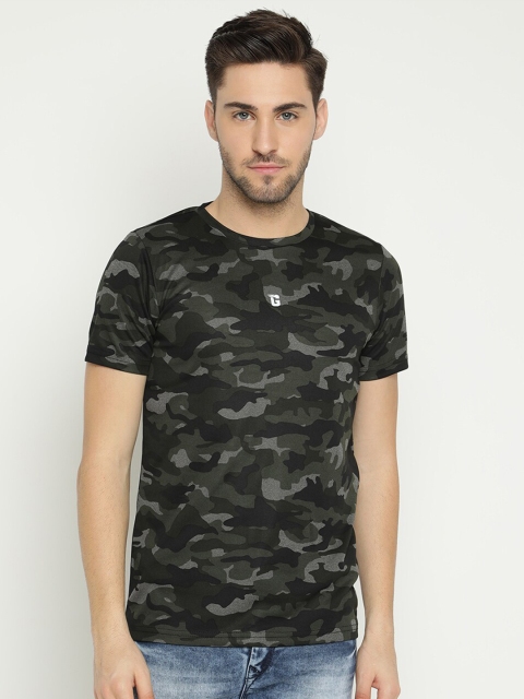 

V2 Value & Variety Men Olive Green Camouflage Printed T-shirt
