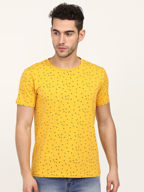 

V2 Value & Variety Men Mustard Yellow Printed T-shirt