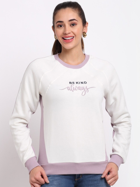 

Club York Women Off White Colourblocked Sweatshirt