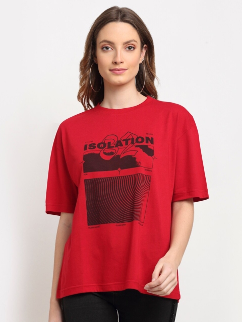 

Club York Women Red Printed T-shirt