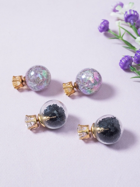

Golden Peacock Multicoloured Circular Studs Earrings, Multi