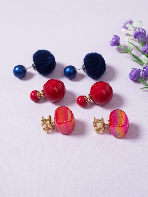 

Golden Peacock Multicoloured Circular Studs Earrings, Multi