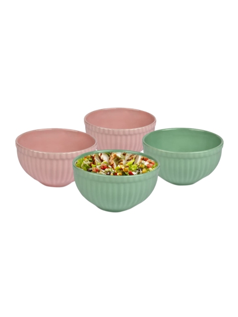 

URBAN CHEF Set Of 4 Handcrafted Ceramic Bowls, Peach