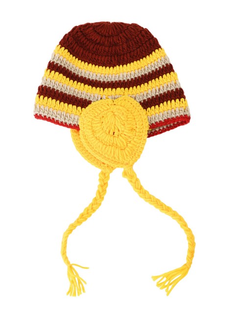 

Bharatasya Women Multicoloured Handknitted Braided Beanie, Multi