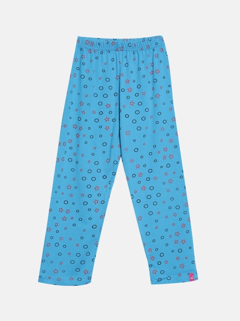 

A3A Girls Blue & Black Printed Cotton Pyjama