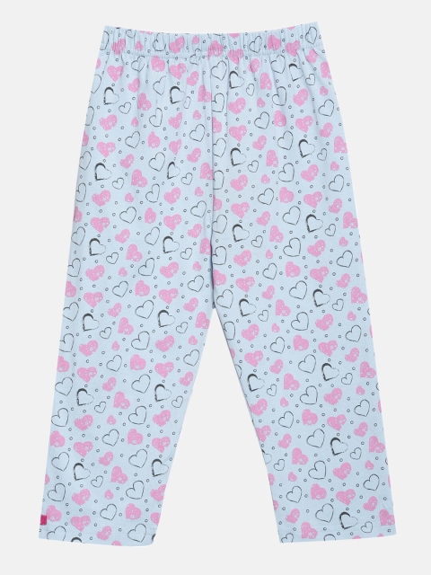 

A3A Girls Blue & Pink Printed Pure Cotton Capris