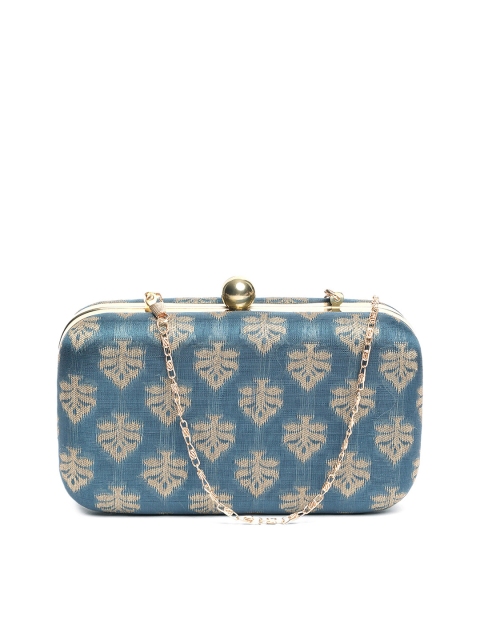 

TRINK Blue & Gold Textured Box Clutch