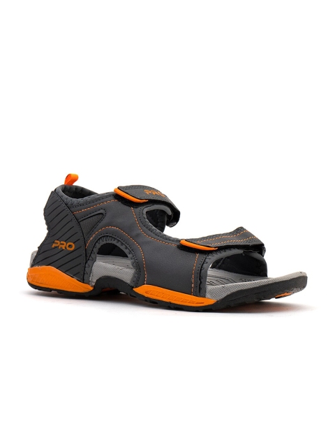 

Khadims Men Grey & Orange Comfort Sandals