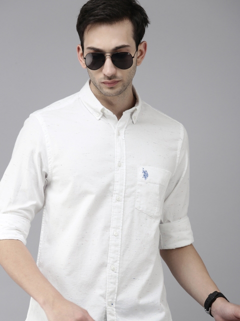 

U.S. Polo Assn. Men White Tailored Fit Casual Shirt