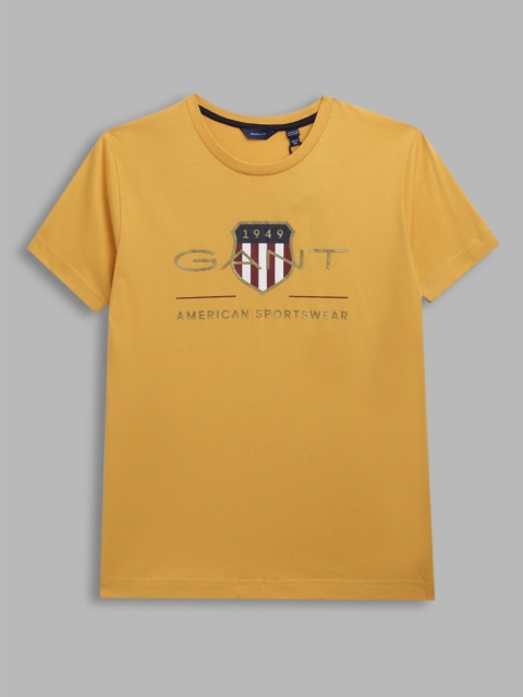 

GANT Unisex Kids Yellow & Red Brand Logo Printed T-shirt