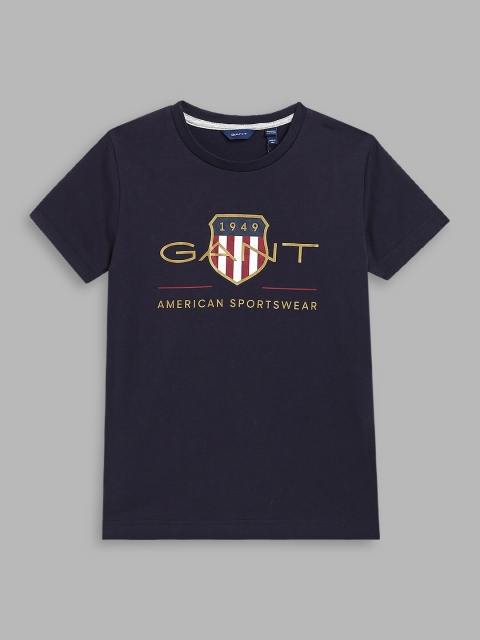 

GANT Unisex Kids Navy Blue Brand Logo Printed Cotton T-shirt