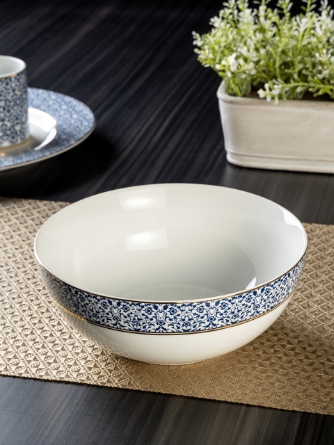 

Pure Home and Living Gold and Blue Floral Salad Bowl