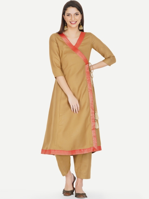 

FABNEST Women Brown Gotta Patti Anarkali Kurta