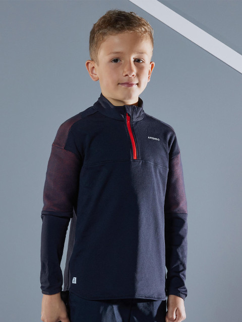

Artengo By Decathlon Unisex Kids Black & Red High Neck Running T-shirt