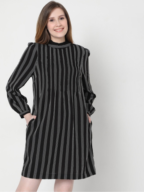 

Vero Moda Black Striped A-Line Dress