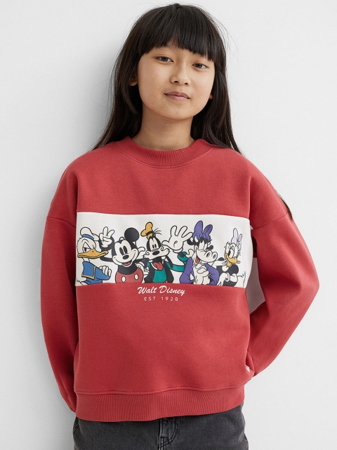 

H&M Girls Red Oversized Printed Sweatshirt