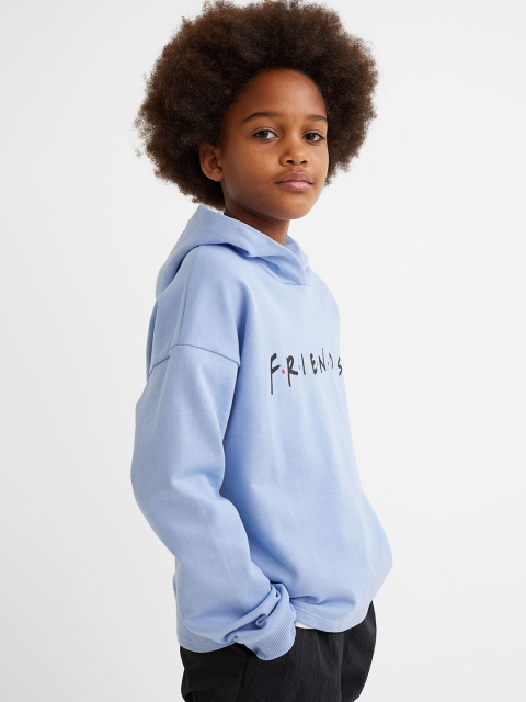 

H&M Girls Blue & Black Friends Printed Pure Cotton Hoodie