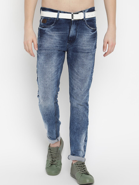 

V2 Value & Variety Men Blue Mildly Distressed Heavy Fade Jeans